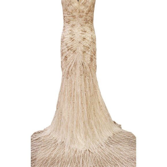 WOW Luxury Designer Couture Wedding Evening Party Prom Runway Beaded Gown Dress - Picture 9 of 16